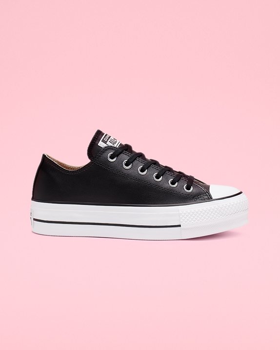 Converse Chuck Taylor All Star Plattform Leder Low Top Schwarz | A26055I